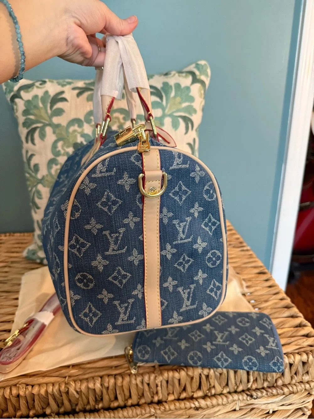Denim bag & wallet set- see description